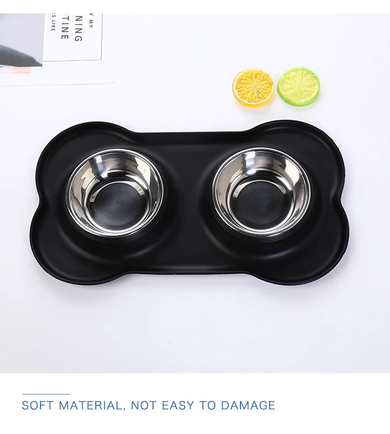 Gamelle double chien gris