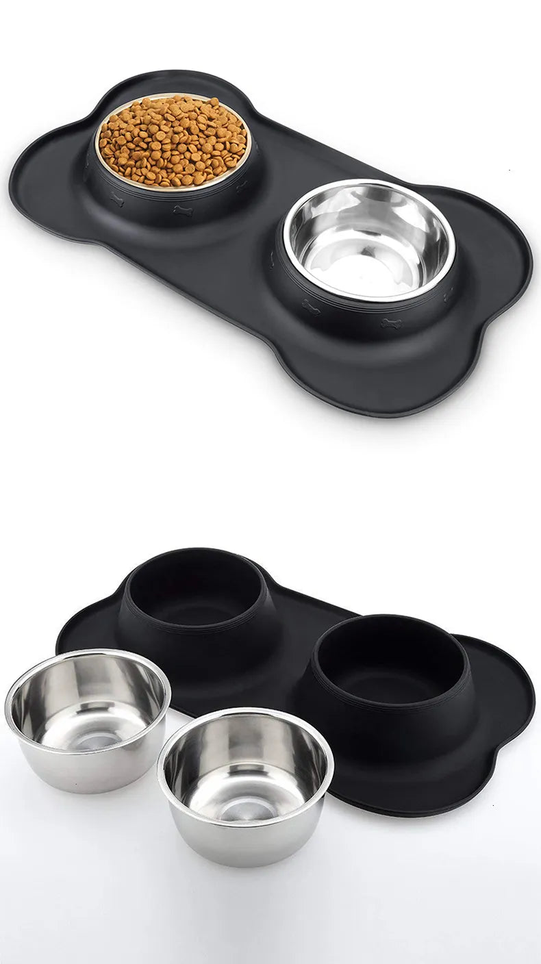 Gamelle double chien gris