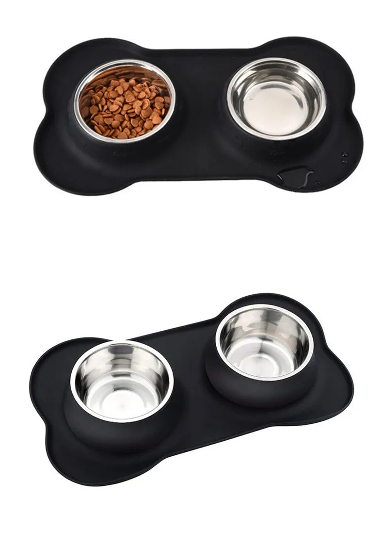 Gamelle double chien gris