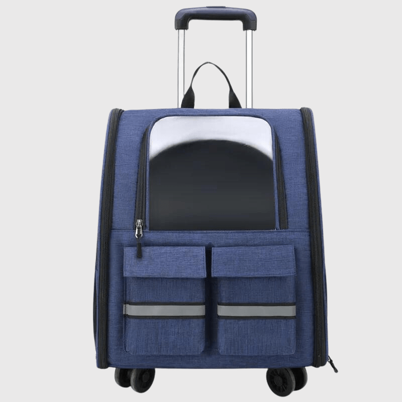 Sac à dos à roulette pour chien bleu