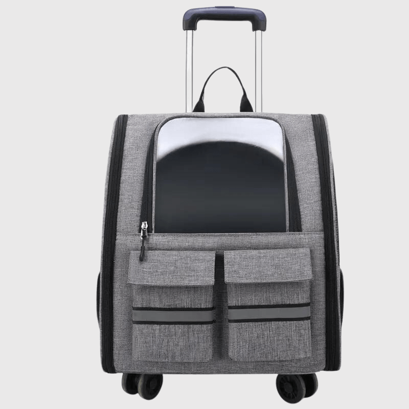 Sac à dos à roulette pour chien gris