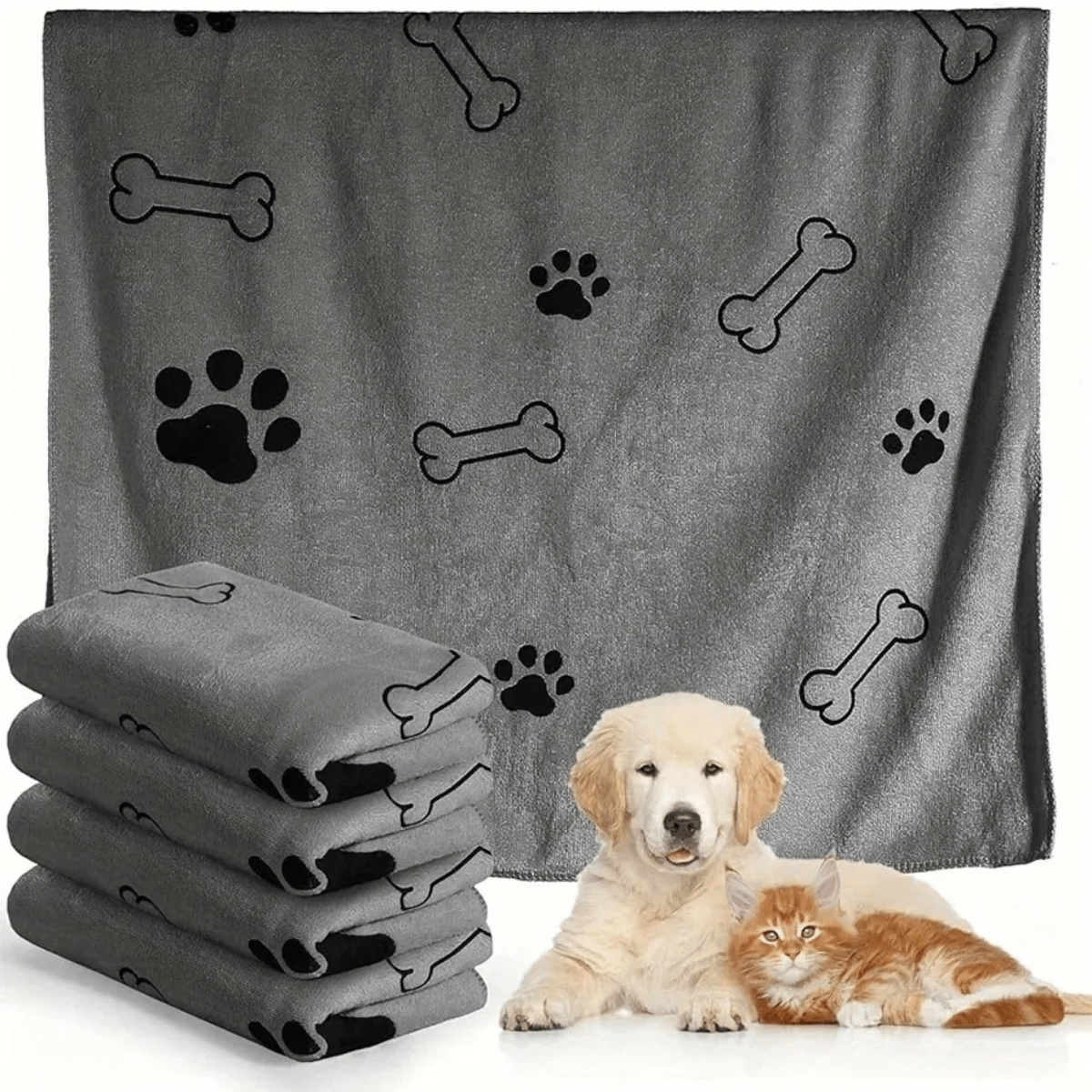 Serviette sechante pour chien grise