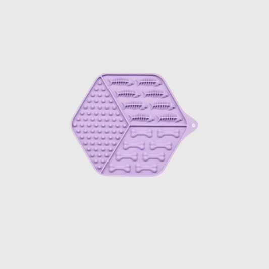Tapis de léchage chien en forme d'arrête et d'os violet
