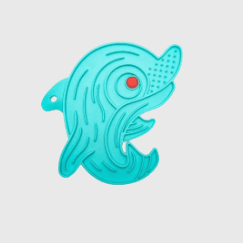 Tapis de lechage chien en forme de dauphin bleu