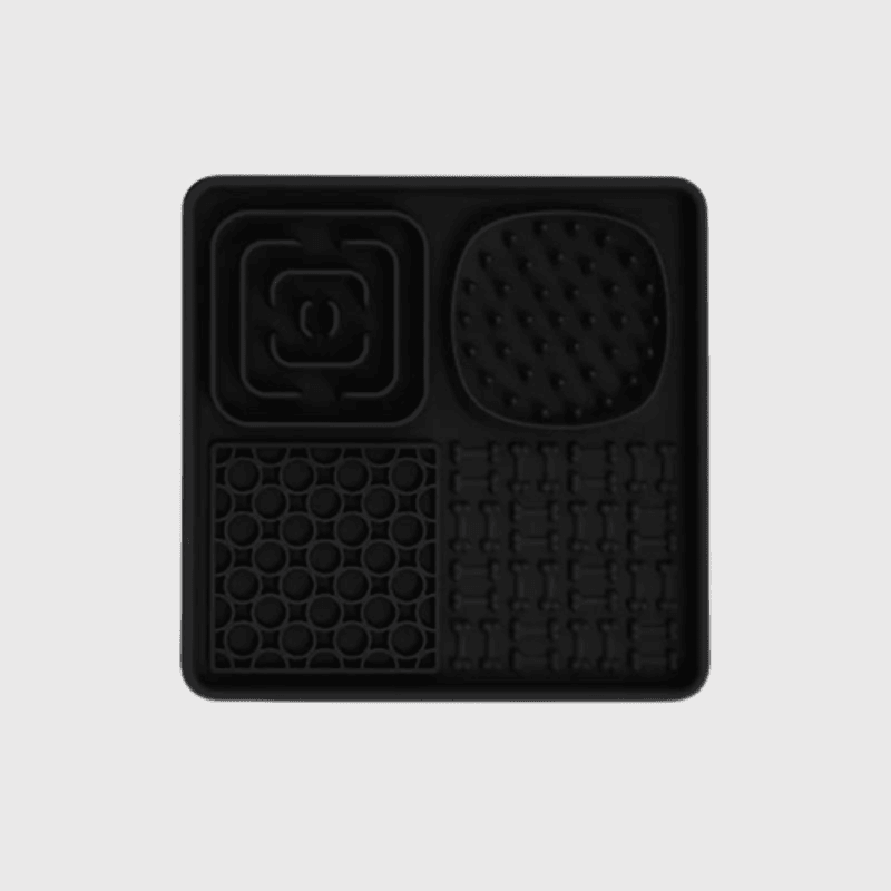 Tapis de lechage chien en forme de plateau carre noir