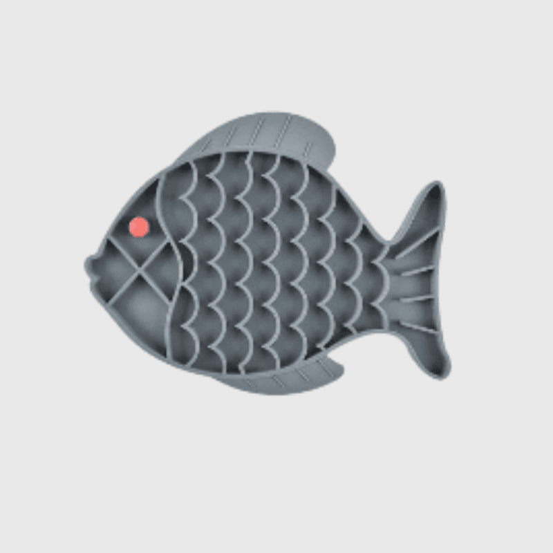 Tapis de lechage chien en forme de poisson gris