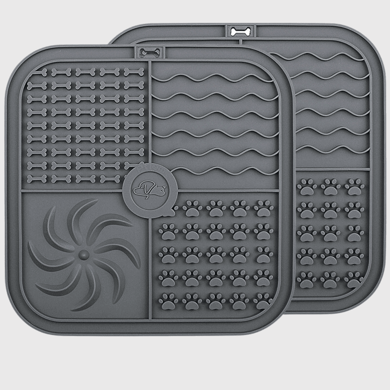 Tapis de lechage chien grand carre double gris