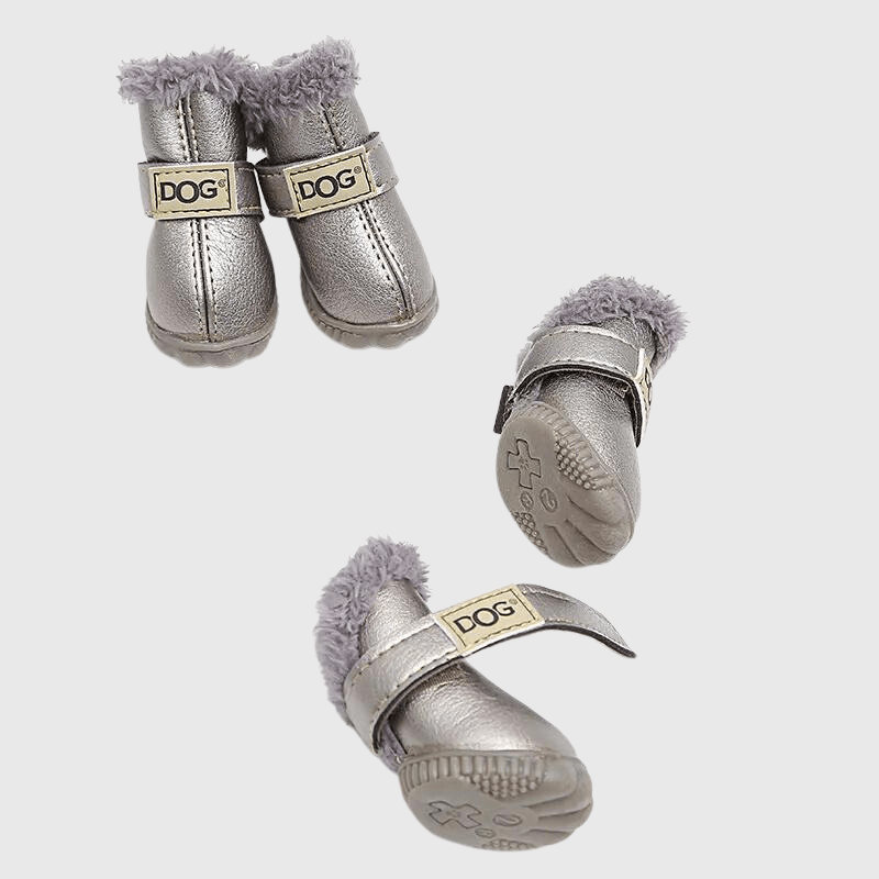 chaussette pour chien neige argent