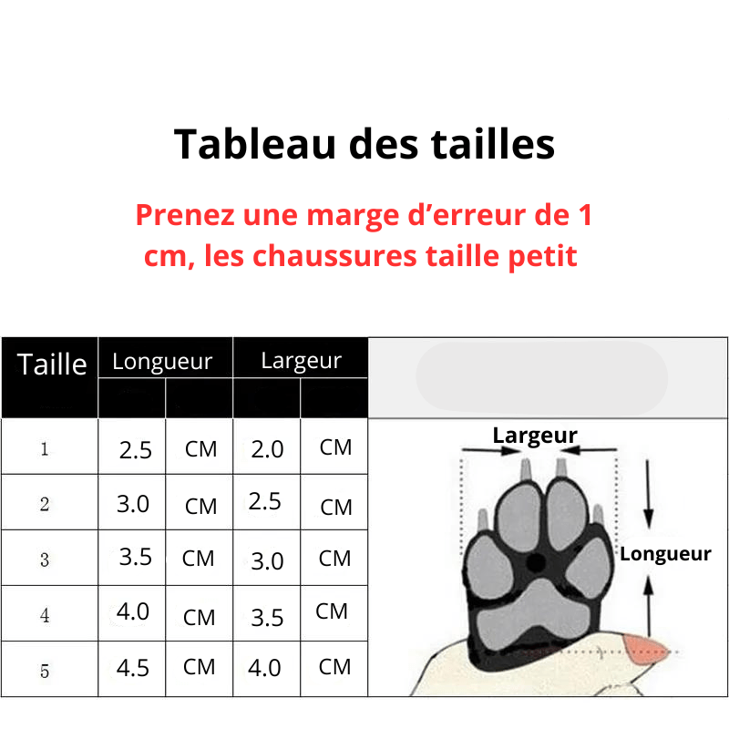 chaussette pour chien neige taille