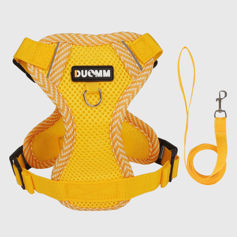 harnais ajustable pour chien jaune