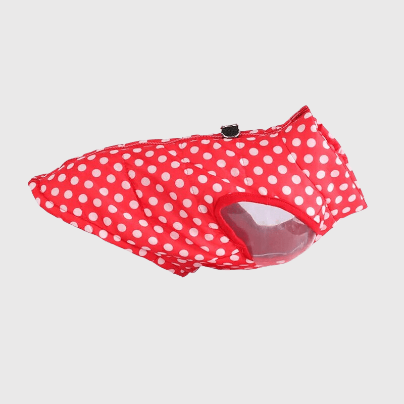 manteau de pluie pour chien rouge blanc