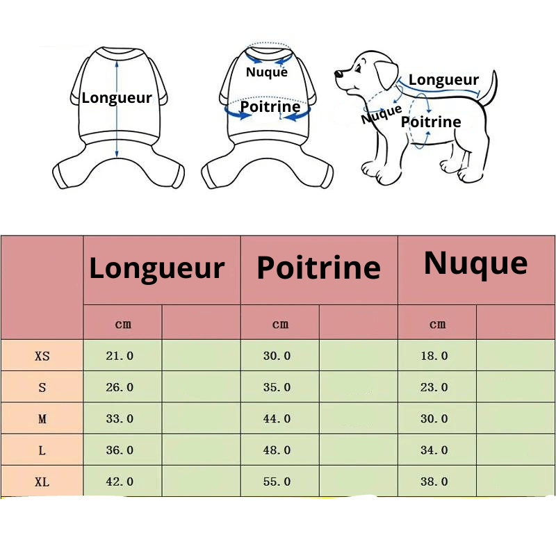 manteau de pluie pour chien taille