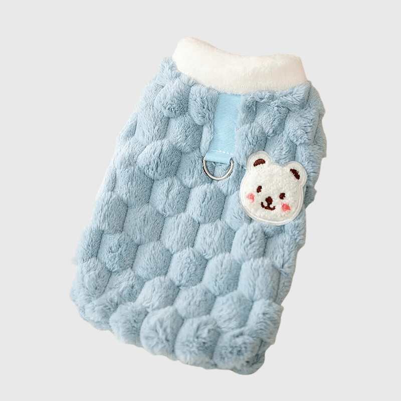 pull chaud pour chien bleu