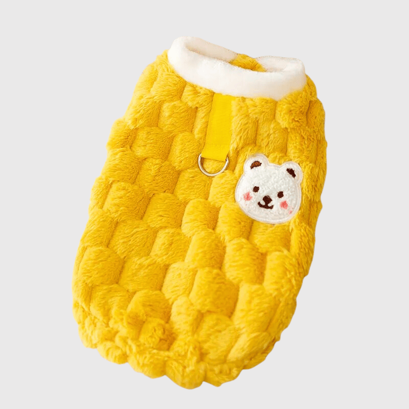 pull chaud pour chien jaune
