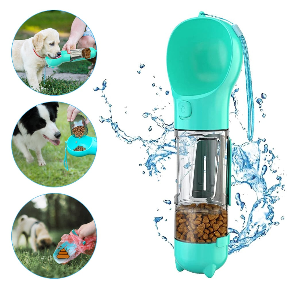 Gourde portable pour chien exemple avec chien pour boire manger et les sacs
