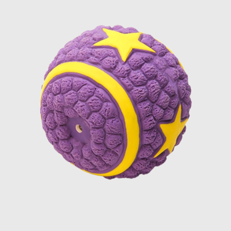 Balle rebondissante violette pour chien jaune violette avec etoiles
