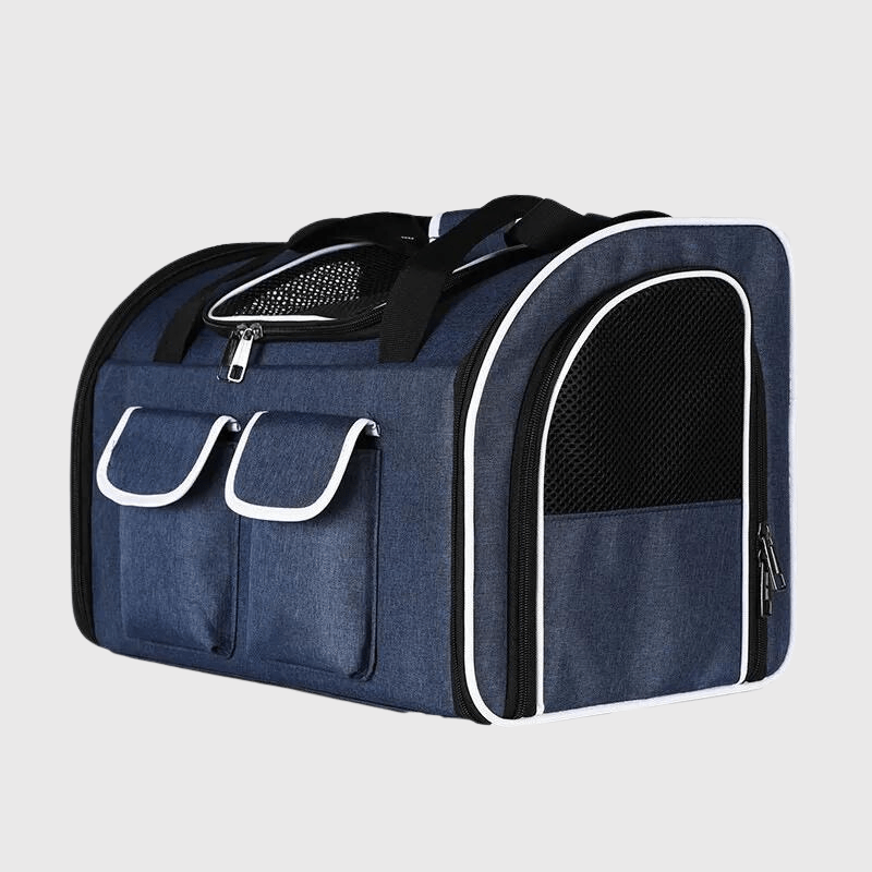 Caisse de transport chien pour voiture bleu 