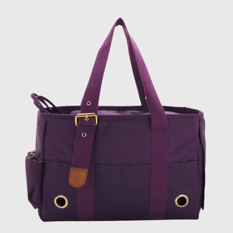 Caisse de transport pour chien violet bouledogue