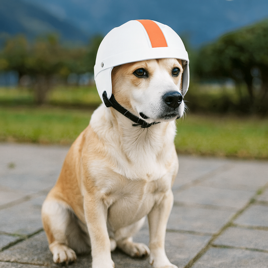Casque de moto pour petit chien dehors