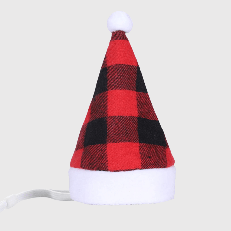 Chapeau de noël pour chien rouge et noir