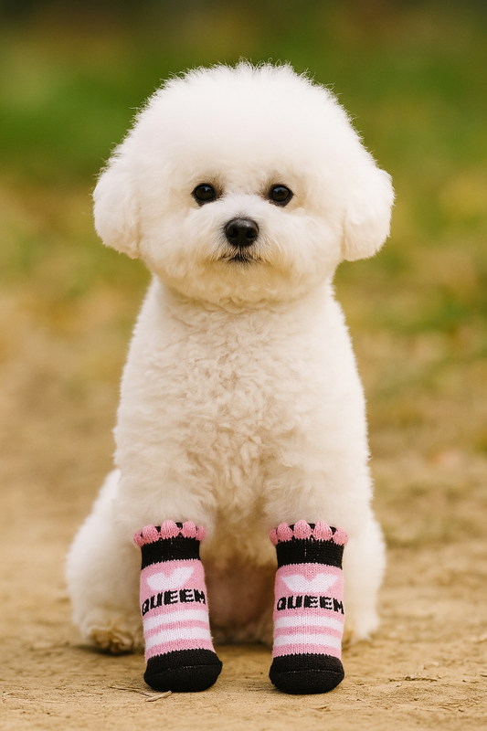 Chaussette pour chien Rose Queen caniche