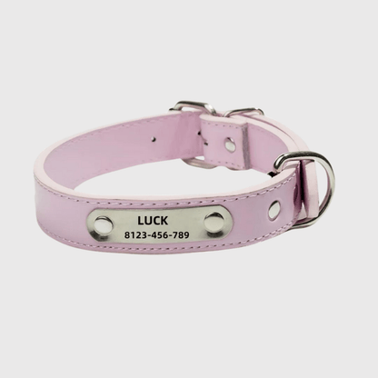 Collier chien personnalisé prénom rose