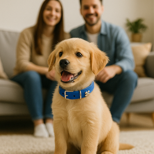 Collier en cuir pour chien motif os sur chiot labrador