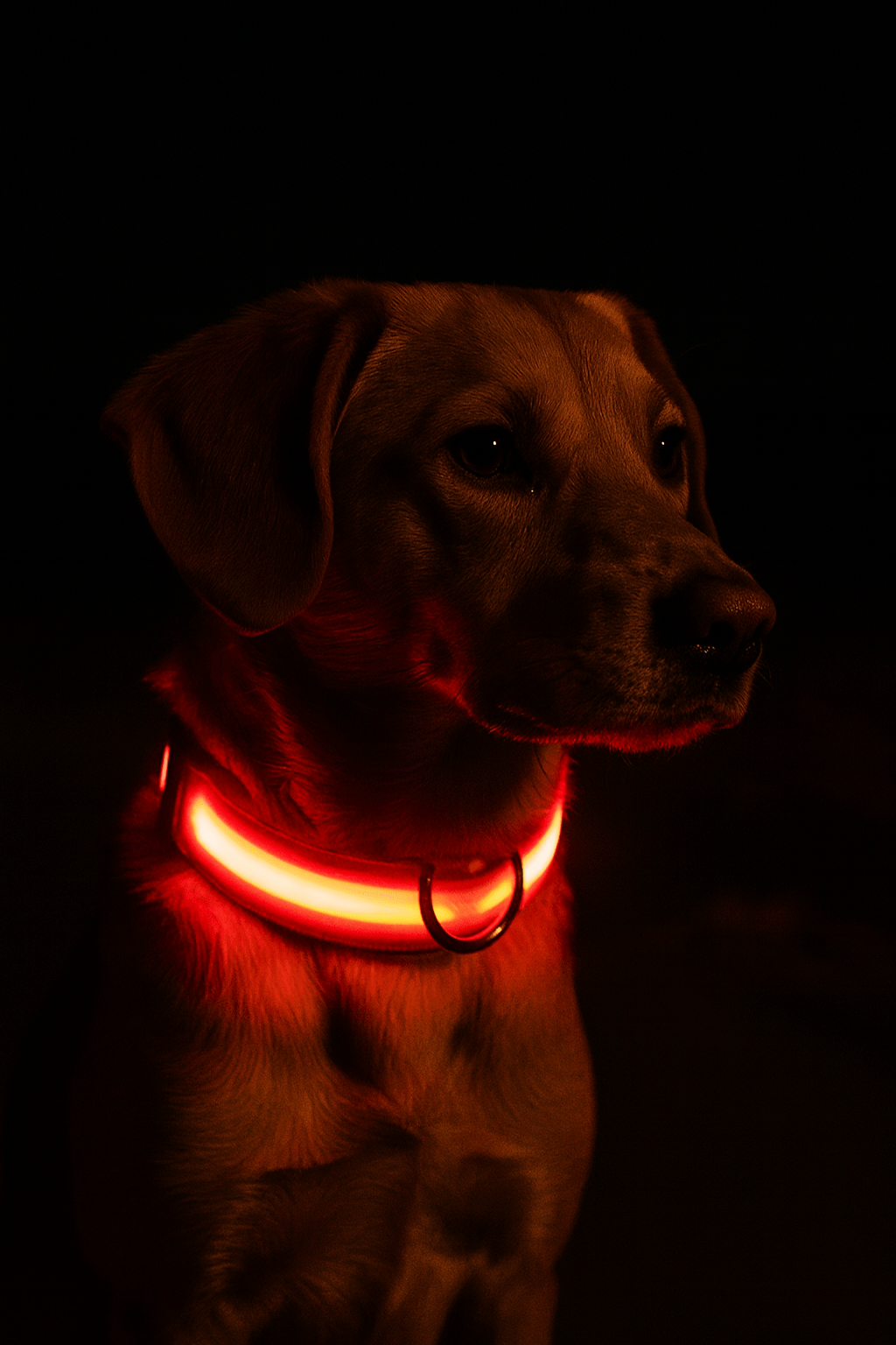 Collier fluo pour chien rouge porter par un chien 