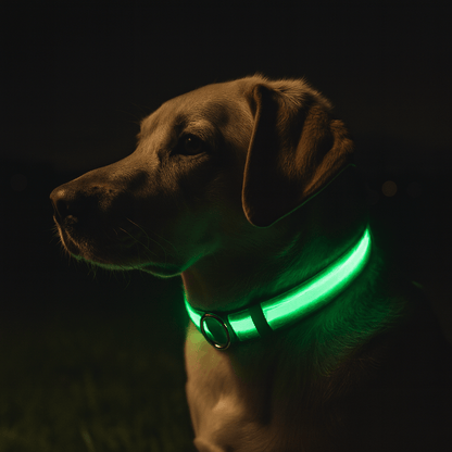 Collier fluo pour chien vert porter par un chien 