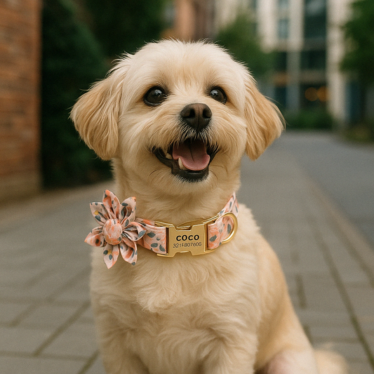 Collier personnalisé pour Chien avec Fleur sur caniche