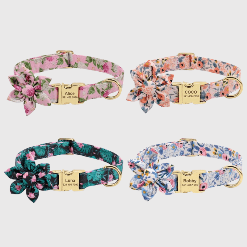 Collier personnalisé pour Chien avec Fleur modele