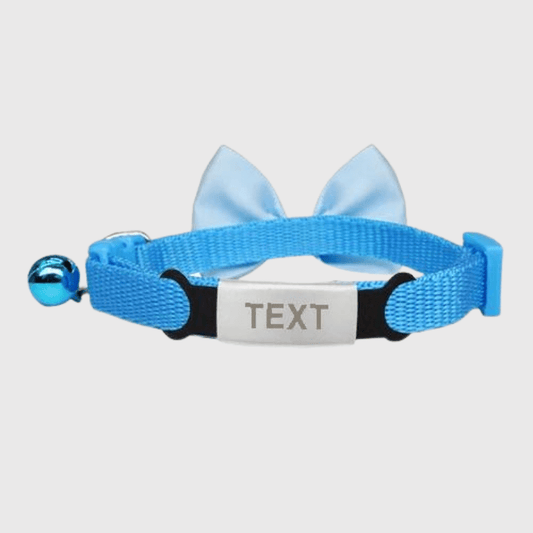 Collier personnalisé pour chien avec Nœud Papillon argent bleu