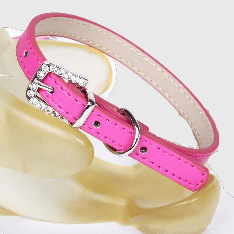 Collier petit chien​ rose fonce