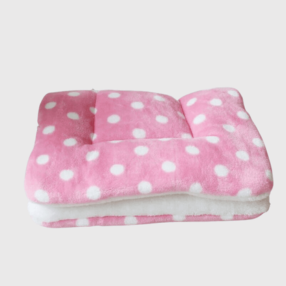 Coussin chien pour canape doux rose a pois