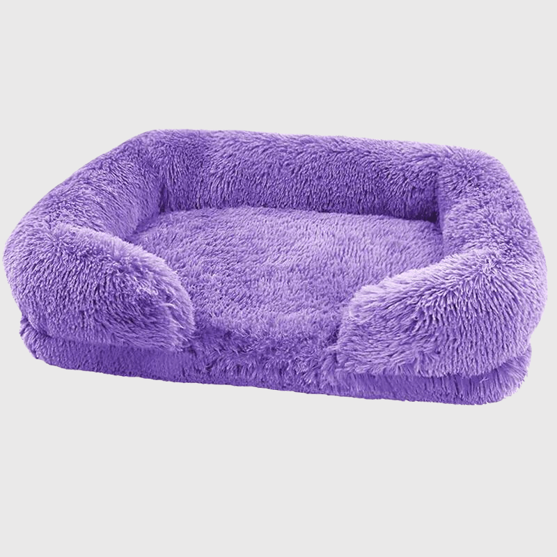 Coussin fluffy pour chien violet
