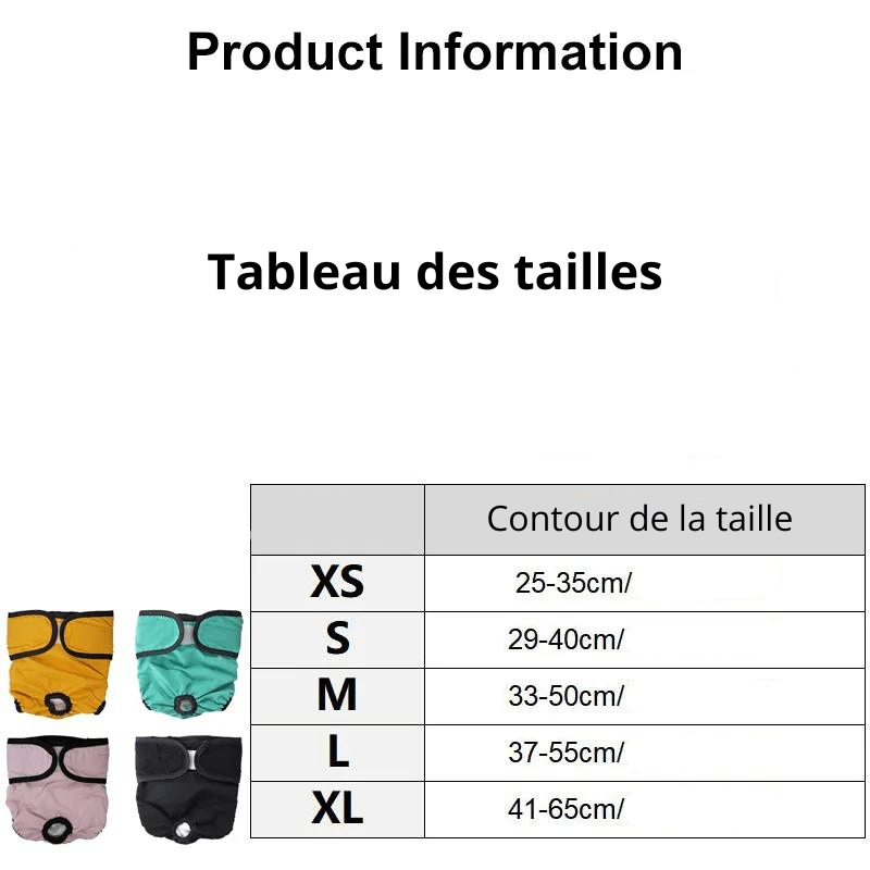 Culotte pour chien règle taille