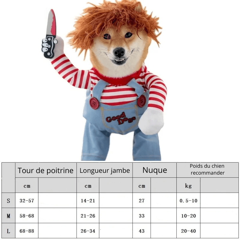 Deguisement chucky chien taille