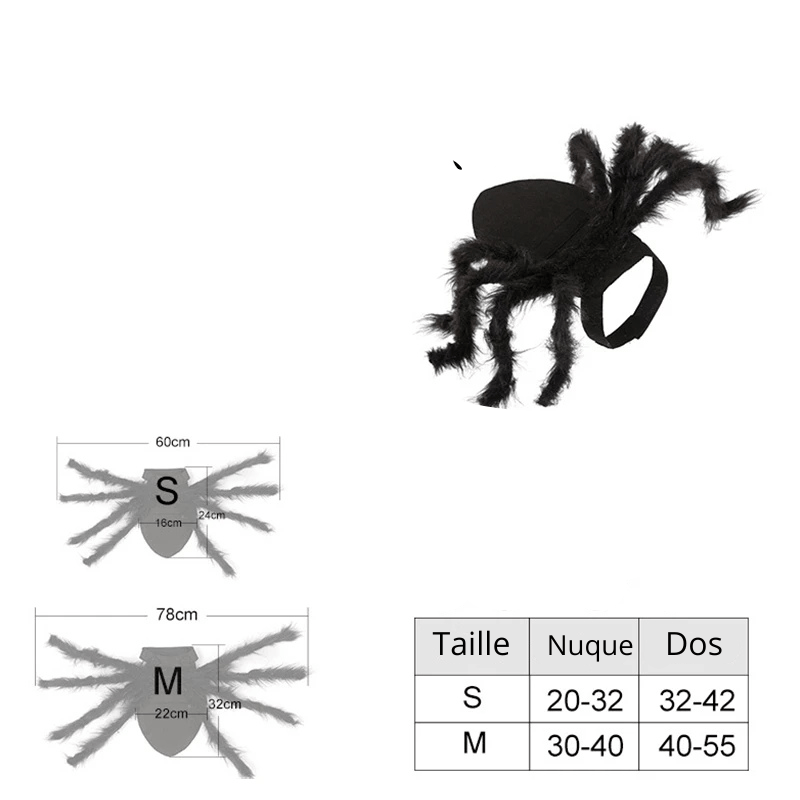 Deguisement halloween chien araignee taille