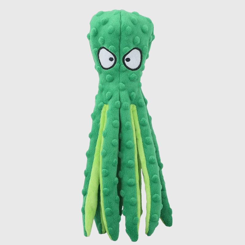 Doudou peluche pieuvre pour chien vert