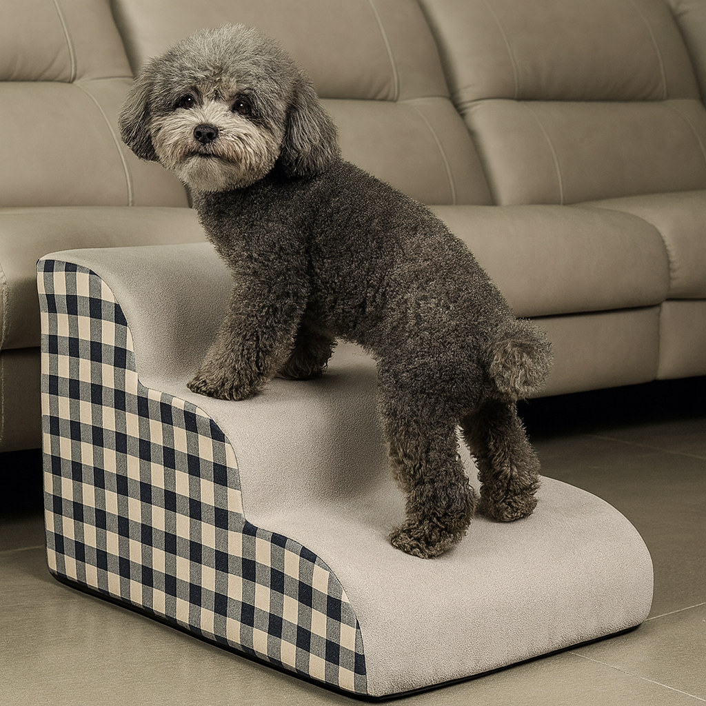 Escalier pour chien fatigue gris 3 marches