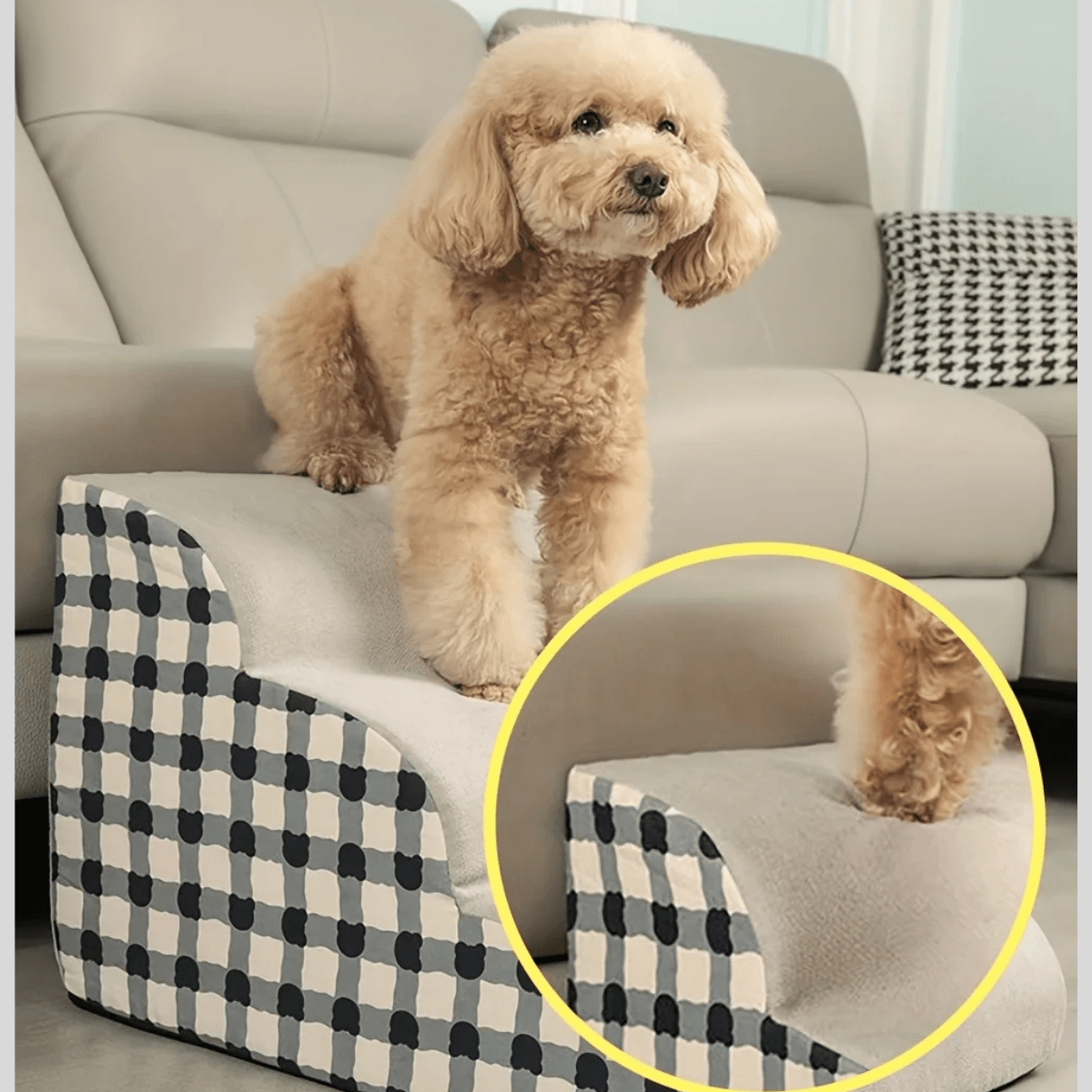 Escalier pour chien fatigue gris 3 marches zoom