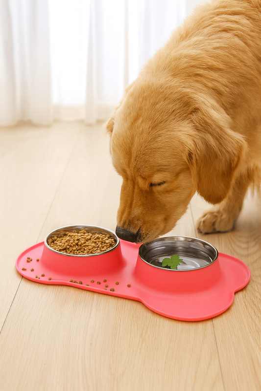 Gamelle double chien Rose golden