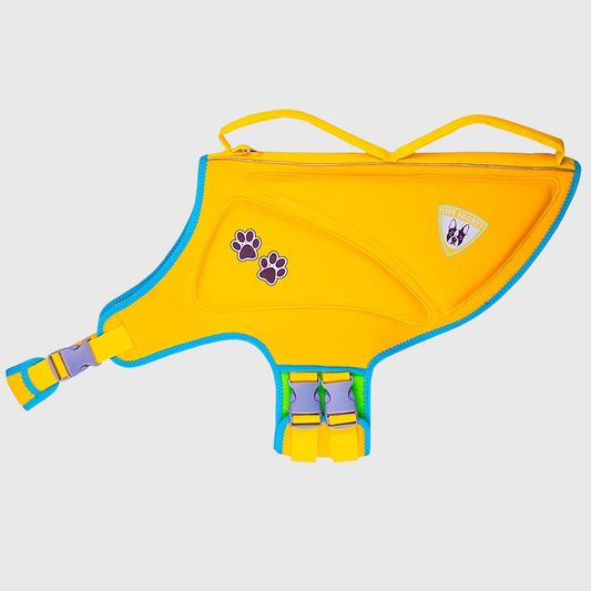 Gilet de baignade pour chien modele jaune