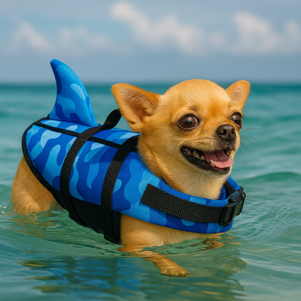 Gilet de nage pour chien dans l'eau