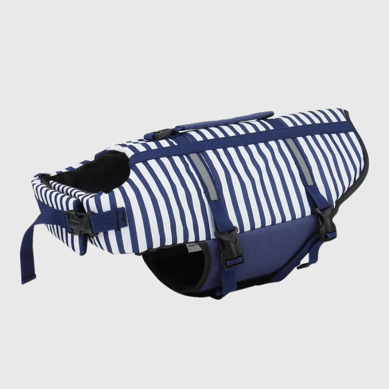 Gilet de sauvetage chien rayé Bleu