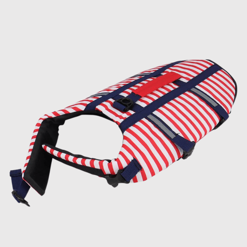 Gilet de sauvetage chien rayé Rouge chiot