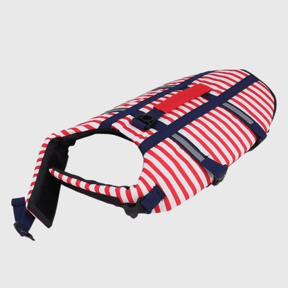 Gilet de sauvetage chien rayé Rouge chiot