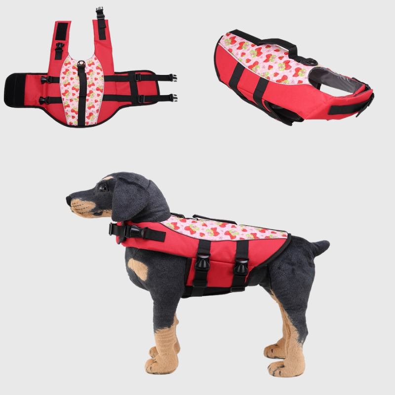 Gilet de sauvetage pour chien fraise