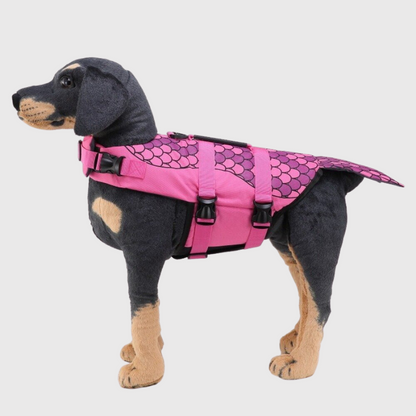 Gilet de sauvetage pour chien requin rose a motif