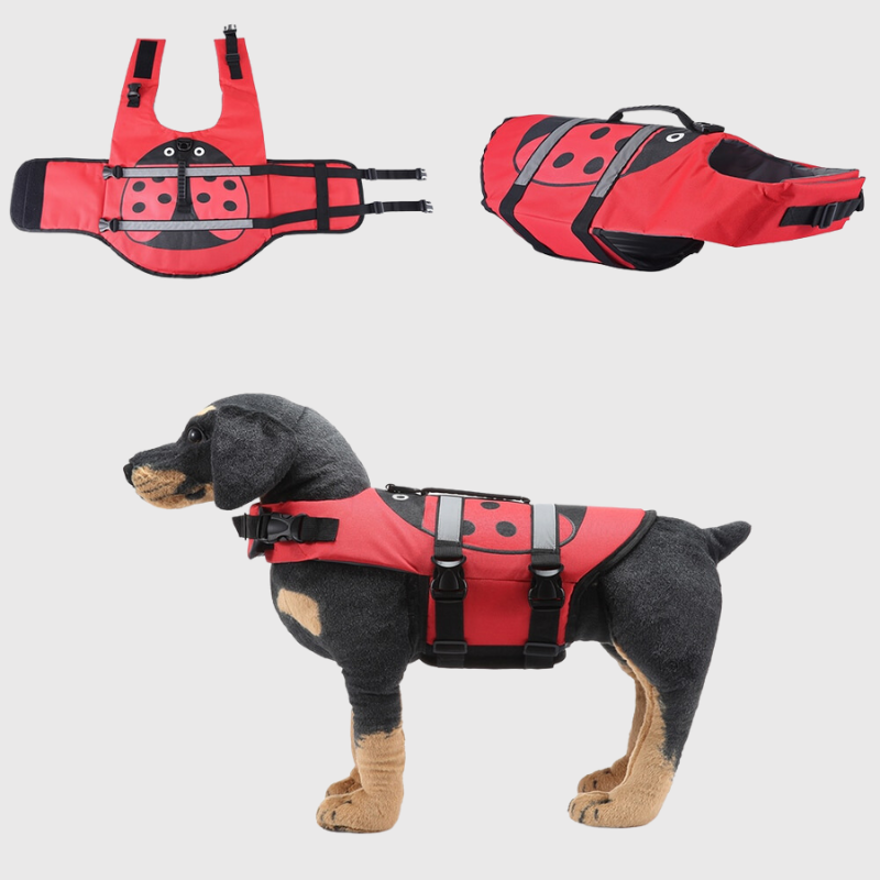 Gilet de sauvetage pour chien requin tout rouge
